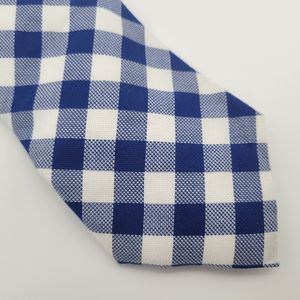 NWT Stafford Men's Blue White Plaid Cotton Tie OS